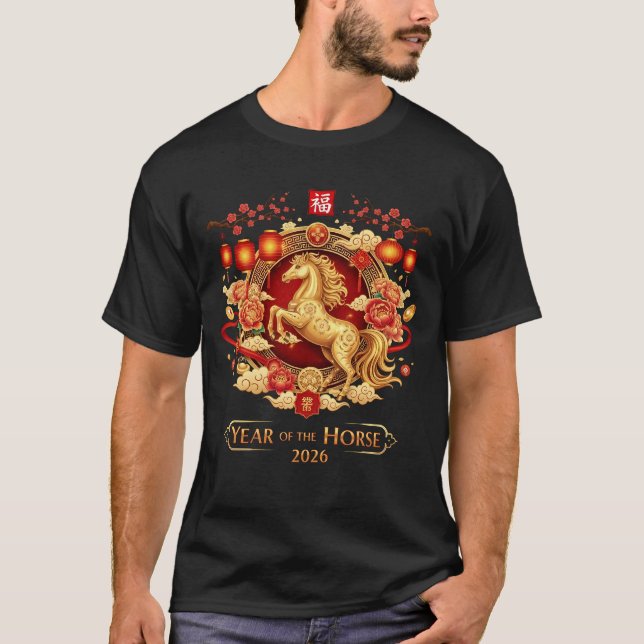 Year Of The Horse 202 Chinese New Year 2026 T Shirt (Framsida)