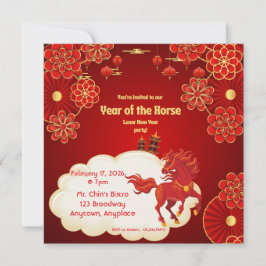 Year of the Horse Chinese New Year Invitation Inbjudningar