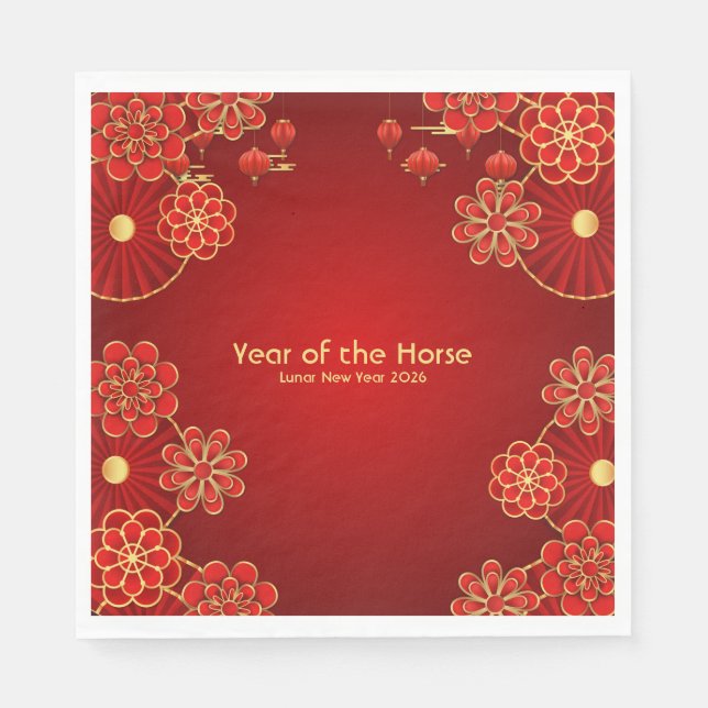 Year of the Horse Chinese New Year Pappersservett (Framsidan)