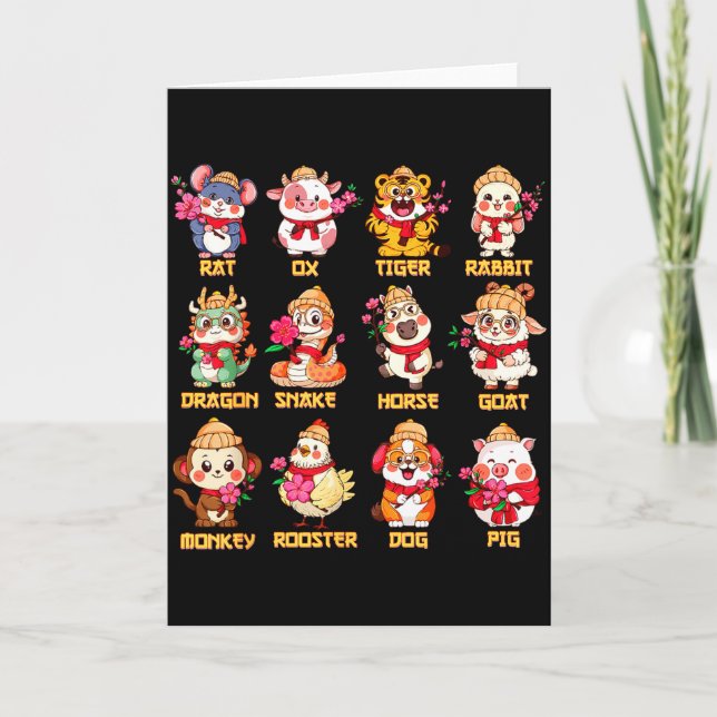 Year Of The Horse Chinese Zodiac Animal Signs Luna Kort (Framsida)