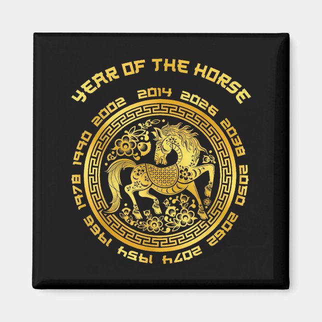 Year Of The Horse Chinese Zodiac Chinese New Year  Magnet (Framsidan)