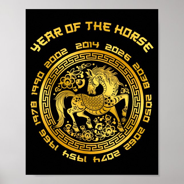 Year Of The Horse Chinese Zodiac Chinese New Year  Poster (Framsidan)