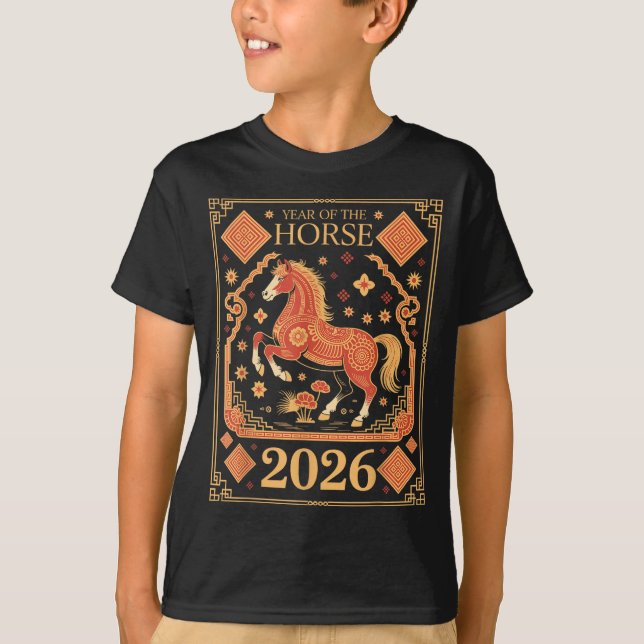 Year Of The Horse – Chinese Zodiac New Year 2026  T Shirt (Framsida)
