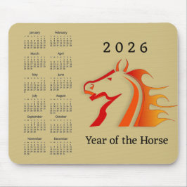 Year of the Horse Design Mousepad Calendar Musmatta