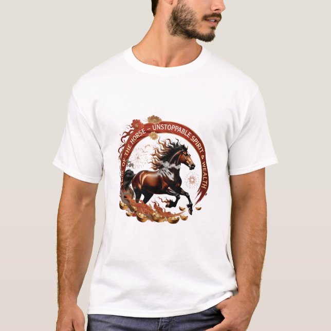 Year of the Horse Flame, Lunar Zodiac Gift T Shirt (Framsida)