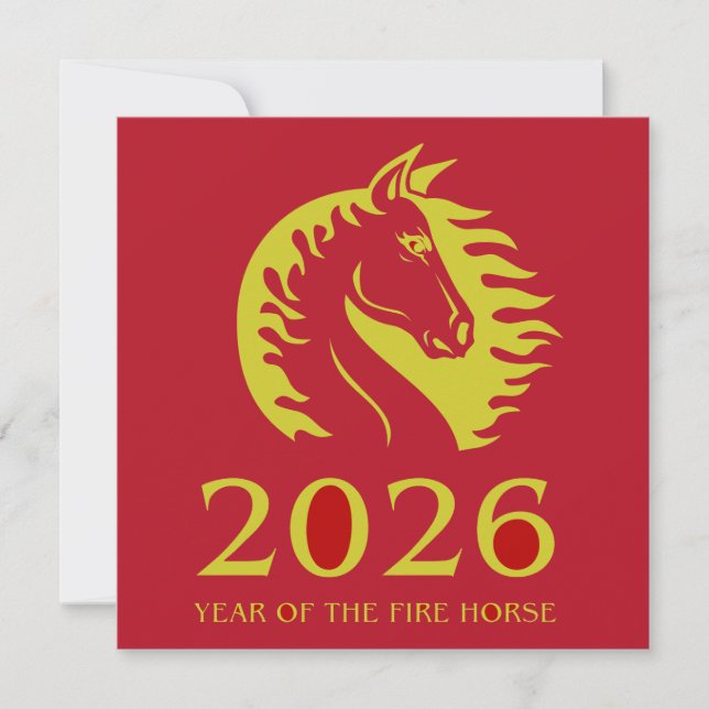 Year of the Horse Flat Greeting Card (Framsida)