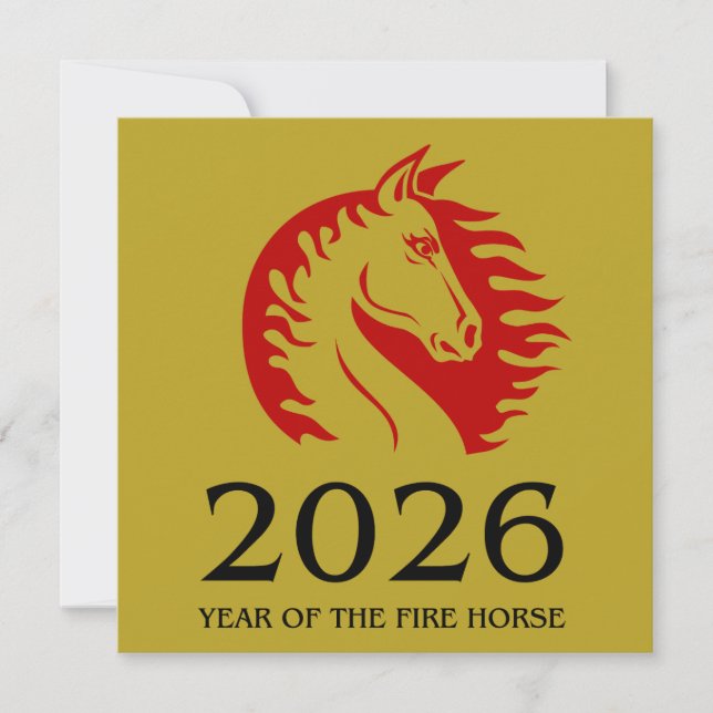 Year of the Horse Flat Greeting Card (Framsida)