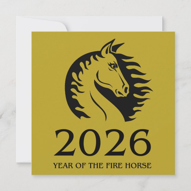 Year of the Horse Flat Greeting Card (Framsida)