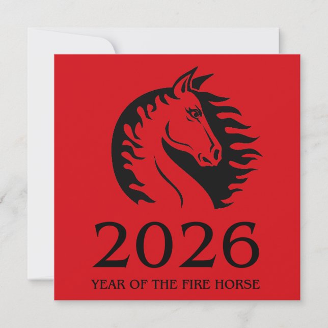Year of the Horse Flat Greeting Card (Framsida)