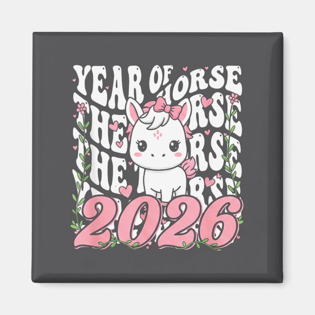 Year Of The Horse For Girls  Magnet (Framsidan)
