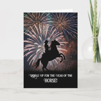 Year of the Horse Happy New Year Country Western Kort