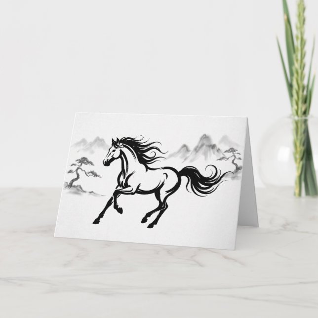 Year of the Horse Lunar New Year Greeting Card Helgkort (Framsida)