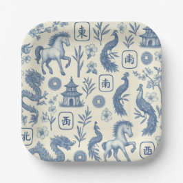 Year of the Horse Mahjong Paper Plates