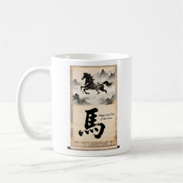 Year of the Horse Scroll: Traditional Chinese Art Kaffemugg