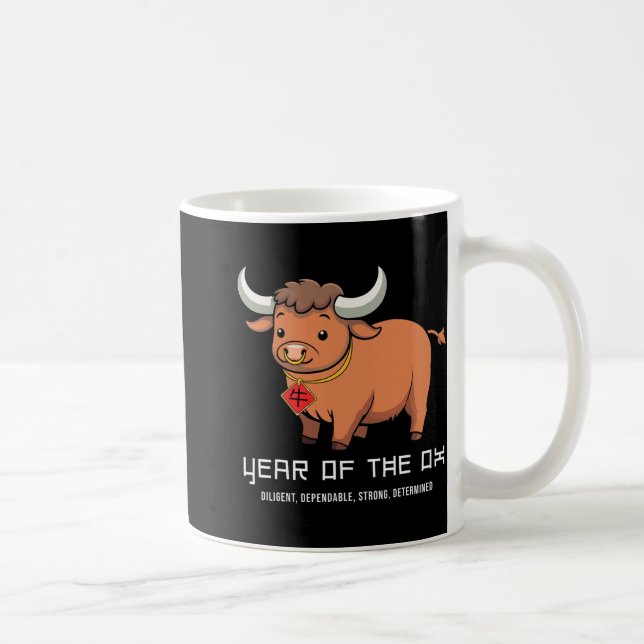 Year Of The Ox Cute Kawaii Chinese Zodiac Chinese  Kaffemugg (Höger)