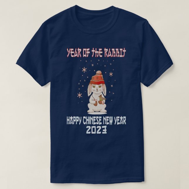 Year Of The Rabbit 2023 Zodiac Hare Chinese New Ye T Shirt (Design framsida)