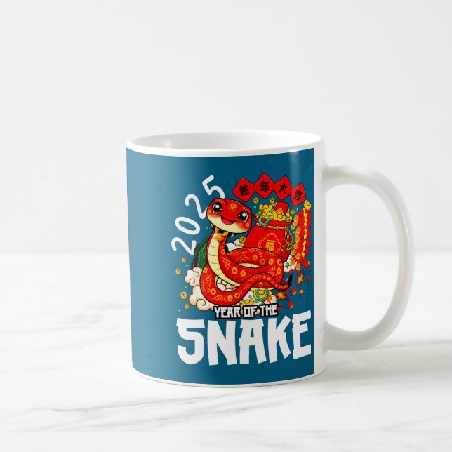 Year Of The Snake 2025 Chinese New Year 2025 Red S Kaffemugg (Höger)