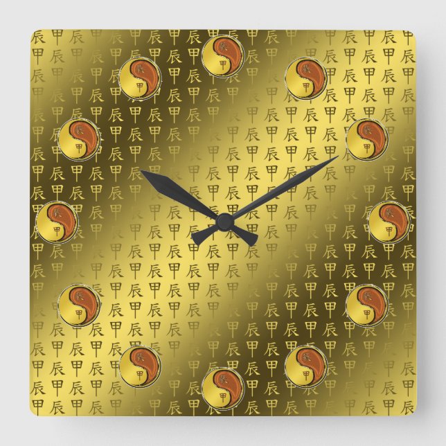 Year of the Wood Dragon Fyrkantig Klocka (Framsida)