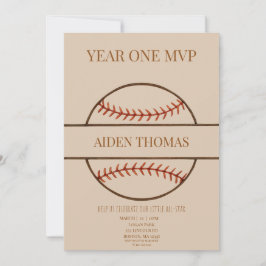 Year One MVP Baseball First Birthday Invitation Inbjudningar