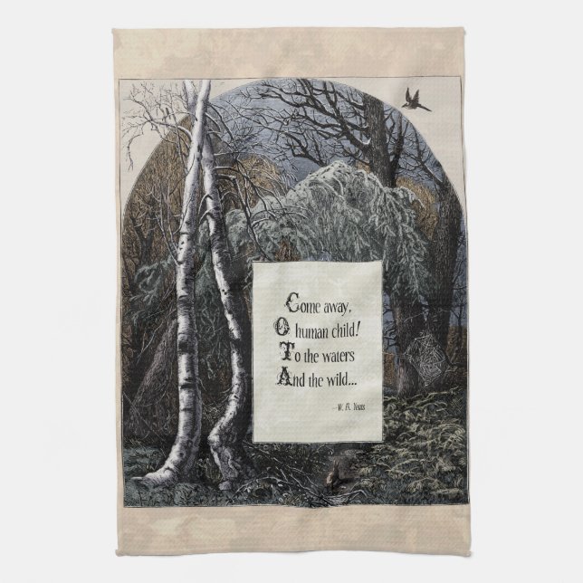 Yeats "Stolen Child" Victorian Tea Towel Kökshandduk (Vertikal)