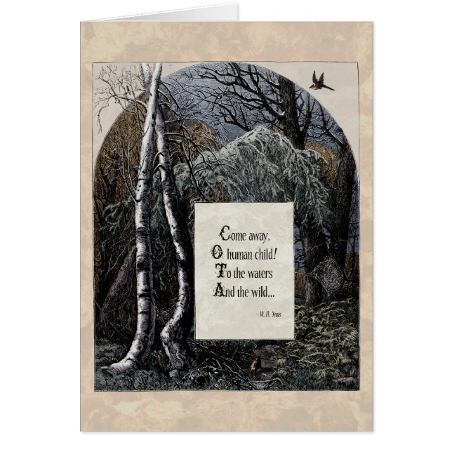 Yeats "Stolen Child" Viktorian Art Card Hälsningskort (Framsidan)