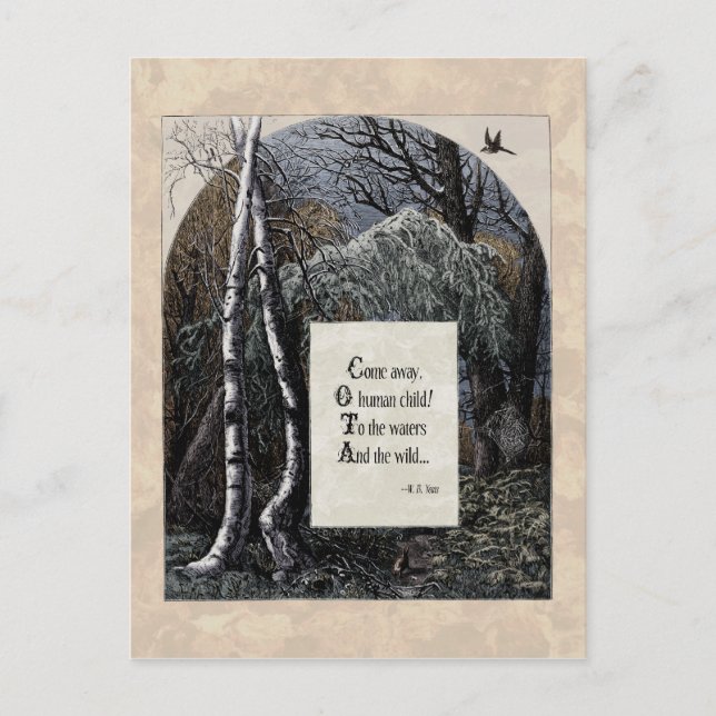 Yeats "Stolen Child" Viktorian Postcard Vykort (Framsida)