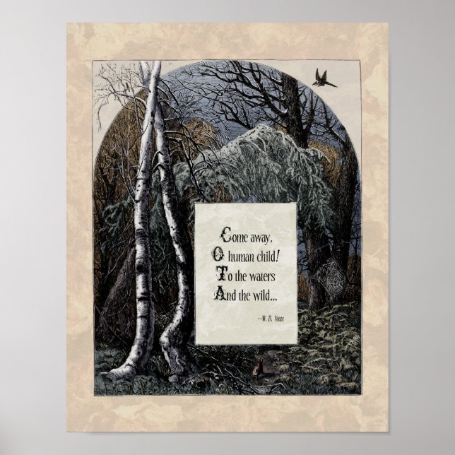 Yeats "The Stolen Child" Victorian Art Dikt 11x14 Poster (Framsidan)