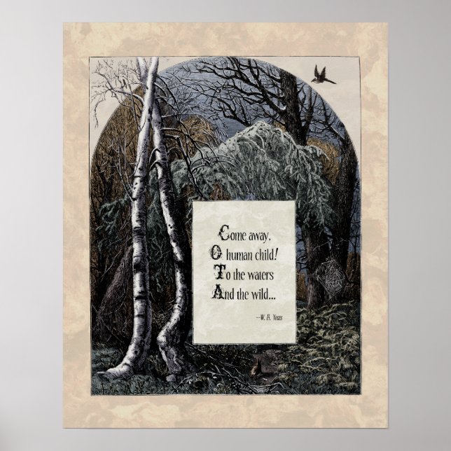 Yeats "The Stolen Child" Victorian Art Dikt 16x20 Poster (Framsidan)