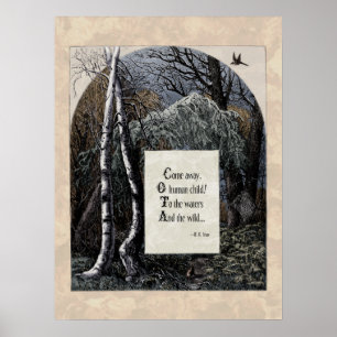 Yeats "The Stolen Child" Victorian Art Dikt 18x24 Poster