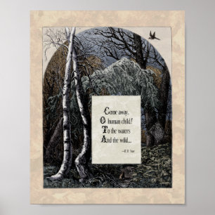Yeats "The Stolen Child" Victorian Art Dikt 8x10 Poster