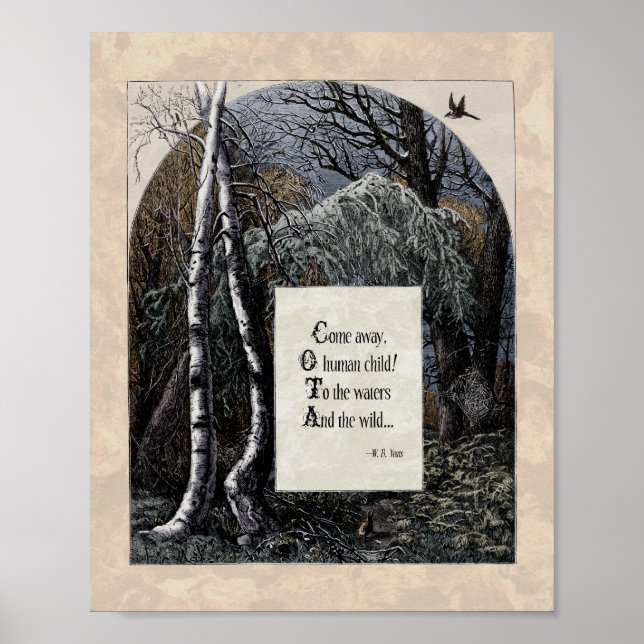 Yeats "The Stolen Child" Victorian Art Dikt 8x10 Poster (Framsidan)