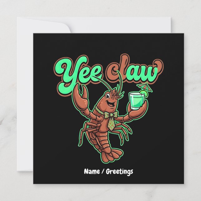 Yee Claw Retro Crawfish Bow Coastal Cocktail  Inbjudningar (Framsida)