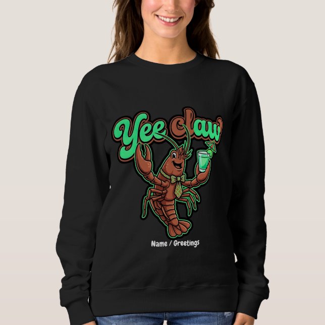 Yee Claw Retro Crawfish Bow Coastal Cocktail  T Shirt (Framsida)