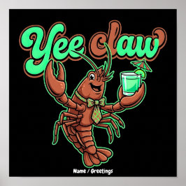 Yee Claw Retro Kräftskål Coastal Cocktail Poster