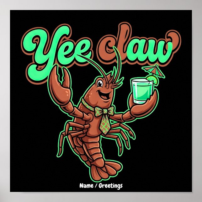 Yee Claw Retro Kräftskål Coastal Cocktail  Poster (Framsidan)