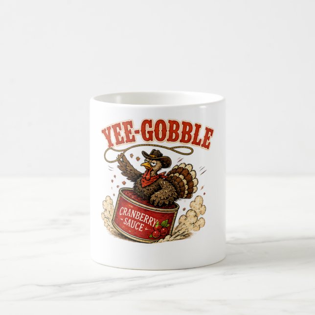 Yee-Gobble Kalkon Thanksgiving Design Kaffemugg (Center)