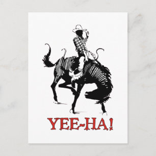 Yee-Ha! Rodeo cowboy på hakstallion Vykort