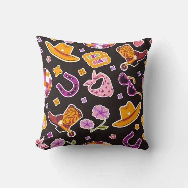 Yee Haw Cowboy Boots Hat Deco Kudde (Framsida)