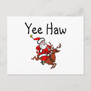 Yee Haw Cowboy Jultomten Helg Vykort