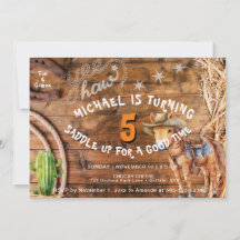 Yee Haw Cowboy Rodeo Saddle upp på födelsedagsinbj