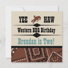 Yee Haw Cowgirl Cowboy Westernare födelsedag Inbju Inbjudningar