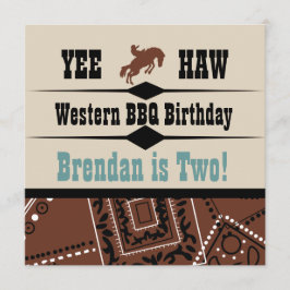 Yee Haw Cowgirl Cowboy Westernare födelsedag Inbju Inbjudningar