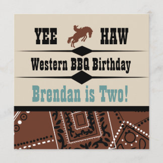 Yee Haw Cowgirl Cowboy Westernare födelsedag Inbju Inbjudningar