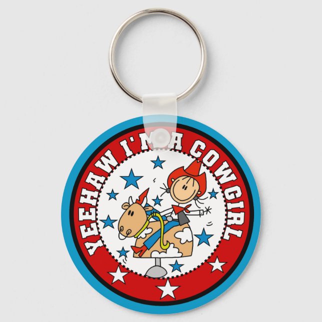 Yee Haw Cowgirl Tshirts och Gifts Nyckelring (Framsida)