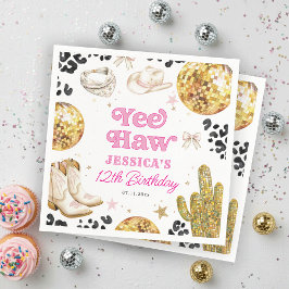 Yee Haw Disco Cowgirl Rodeo Pink Birthday Party  Pappersservett