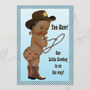 Yee-Haw! Ethnic Little Cowboy Baby Shower Inbjudningar