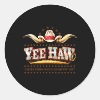 Yee Haw firar Guds roliga cowboy Vbs 2025 Runt Klistermärke