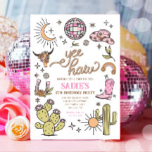 Yee Haw Girl Rodeo Retro Disco Cowgirl Birthday