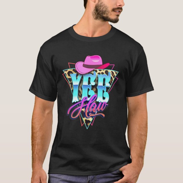 Yee Haw Howdy Rodeo Land Leopard Yehaw Souther T Shirt (Framsida)