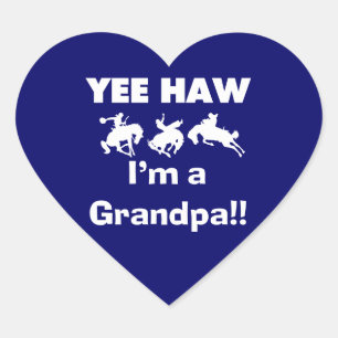Yee Haw Jag är farfar T-shirts och gåvor Hjärtformat Klistermärke